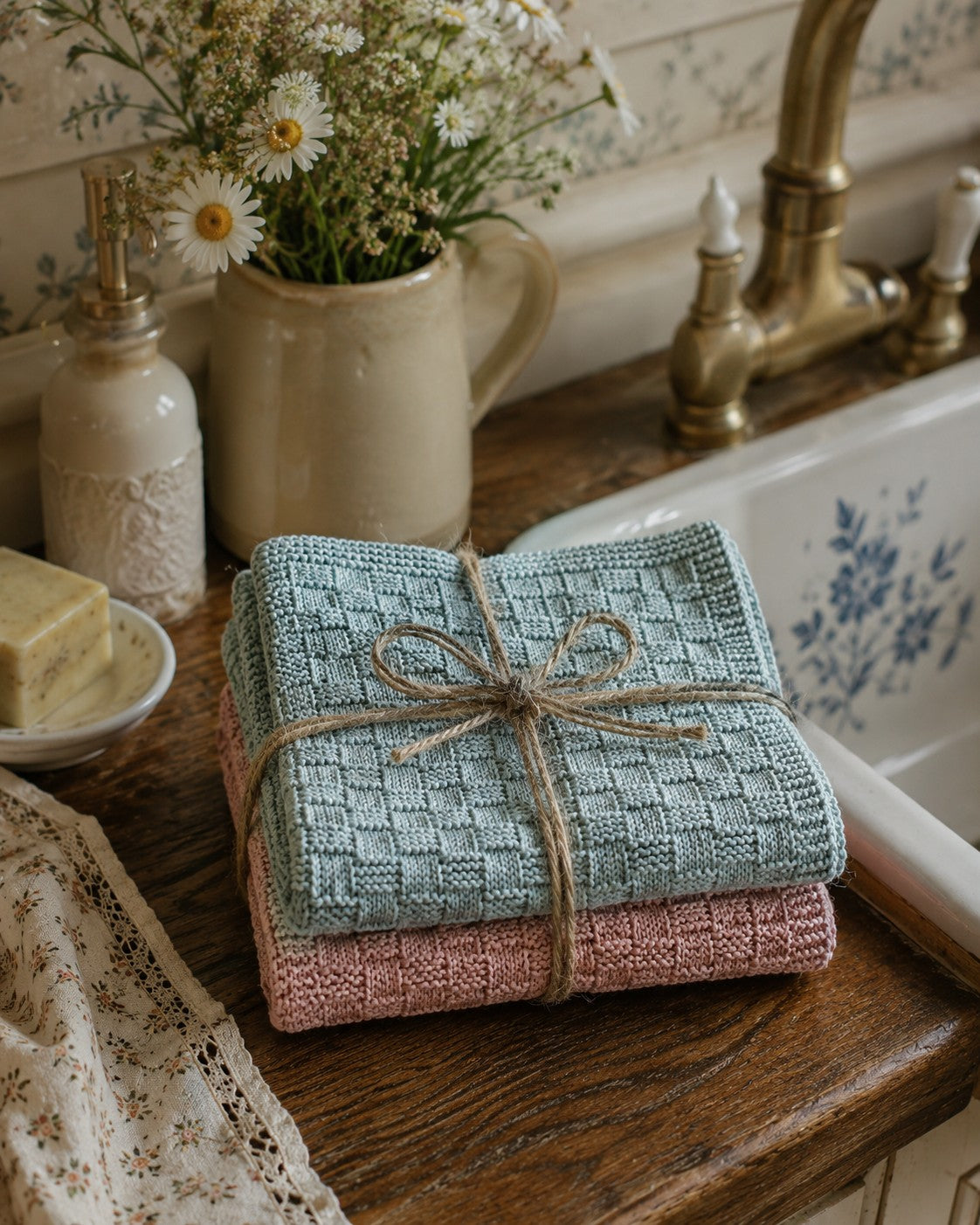 Basket Weave Dishcloth Knitting Pattern – Easy, Textured, Reversible