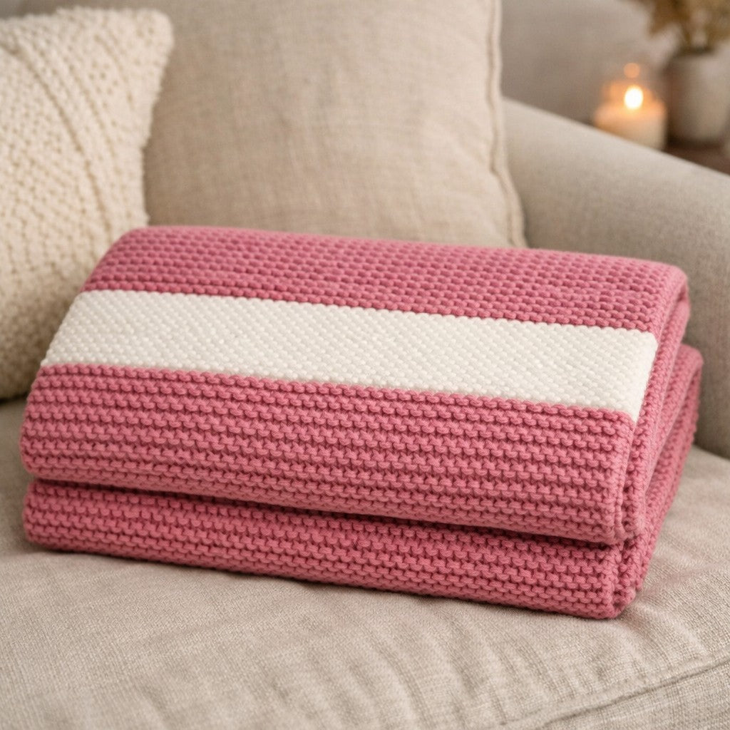 Bulky Garter Stitch Knit Throw Pattern- PDF