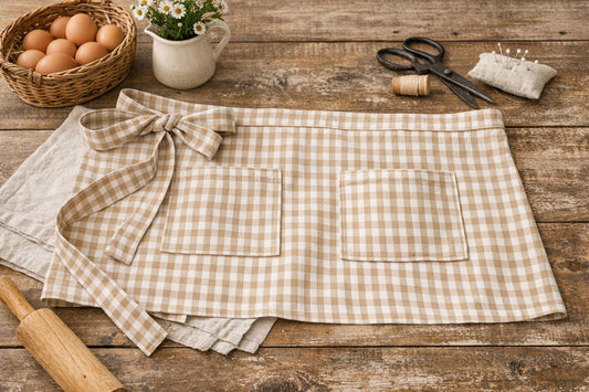Waist Apron — Farmhouse Cottagecore Style with Two Pockets