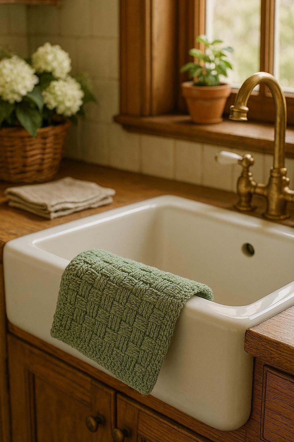 Basket Weave Dishcloth Knitting Pattern – Easy, Textured, Reversible