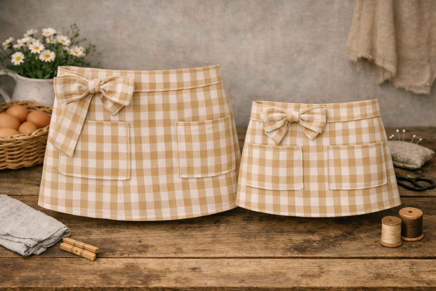Mommy & Me Apron Sewing Pattern Set • Child + Adult Half Aprons  PDF Instant Download